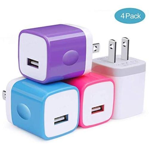 Adaptive Fast Charging Wall Charger Adapter, Charger Heads One-Port USB Plug Charging Block Cube Charger Compatible iPhone Xs/XR/X, 8/7/6, Samsung, Tablet, Moto, Google Pixel, LG, More Cell Phone