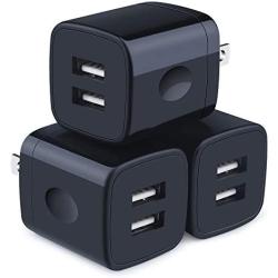 Wall Charger, Charger Cube, Charging Block Fast Charge Dual Port 2.1A USB Power Brick Phone Charger Plug Box Heads Compatible iPhone Xs Max/Xs/XR/X/8/7/6S/6 Plus, Samsung Galaxy S10/S10e S9/S8/Plus S7