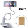 Universal Cell Phone Holder, Lazy Bracket Mobile Phone Stand, Flexible Gooseneck Long Arm Clip by AUXO-FUN (White)