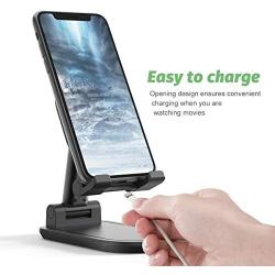 SHAWE Cell Phone Stand, Angle Height Adjustable Stable Desktop Tablet Stand, Foldable Sturdy Aluminum Metal Phone Holder Compatible with 3.5"-12.9" Mobile Phones and Tablets (Black)