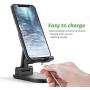 SHAWE Cell Phone Stand, Angle Height Adjustable Stable Desktop Tablet Stand, Foldable Sturdy Aluminum Metal Phone Holder Compatible with 3.5"-12.9" Mobile Phones and Tablets (Black)