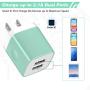Power-7 USB Wall Charger, 2-Pack 2.1A Dual Port USB Plug Power Adapter Charging Block Charger Cube Compatible with iPhone 11/Xs/XR/X/8/7/6/Plus/5S, Samsung, LG, Moto, Android Phone (Green)