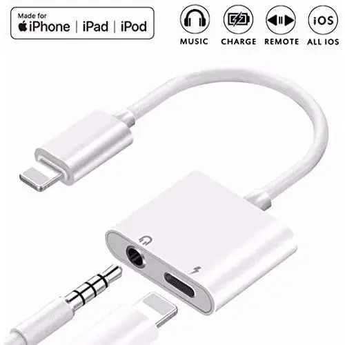 Nicexx Headphone Adapter 3.5mm Jack Charger Dongle Converter Splitter Charge & Audio Cables 2 in 1 for iPhone 11 pro/7/7 Plus/8/X/10/11/XR/XS/XS Max Earphone Adaptor