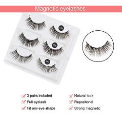 Magnetic Eyeliner and Lashes Magnetic Eyelashes Kit False Lashes 3 pairs with Tweezers - Comes With Applicator - No Glue Needed