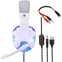 GFDGFDG Gaming Headset for PS4/PC, Over Ear Gaming Headphones with Noise Canceling Mic LED Light, Bass Surround, for Xbox PC Laptop PS4 Tablet Mac Smart Phone