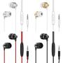 5 Pack Earbud Headphones with Microphone & Remote (G08), 3.5mm in-Ear Stereo Sound Corded Earphones Headsets Accessory Compatible with iOS Android Smartphone, Laptop, MP3, Gaming, Chromebook