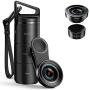 (2020 New Upgraded) Phone Camera Lens, 3 in 1 Cell Phone Lens Kit for iPhone, Samsung, 180°Fisheye Lens, 0.6X Wide Angle Lens, 15X Macro Lens, for TIK Tok Video, Live Show, Video Chat, Vlog, etc