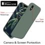 OuXul Case for iPhone X/iPhone Xs case Liquid Silicone Gel Rubber Phone Case,iPhone X/iPhone Xs 5.8 Inch Full Body Slim Soft Microfiber Lining Protective Case（Forest Green）