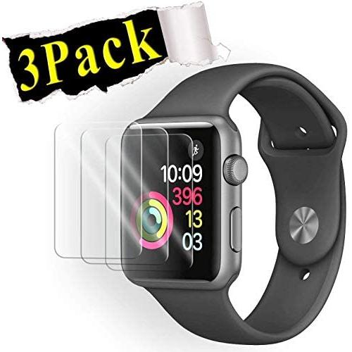 Luminira Compatible Watch 38mm Tempered Glass Screen Protector (Series 3 2 1) [9H Hardness] [Anti-Fingerprint] [Bubble Free] [Only Covers The Flat Area] Compatible Apple 38mm [3-Pack]