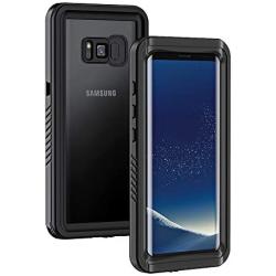 Lanhiem Galaxy S8 Case, IP68 Waterproof Dustproof Shockproof Case with Built-in Screen Protector, Full Body Sealed Underwater Protective Cover for Samsung Galaxy S8 (Black)