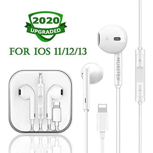 MUXITEK Earbuds, Microphone Earphones Stereo Headphones NoiseIsolating Headset Fit Compatible with iPhone 11/Xs/XR/XS Max/iPhone 7/7 Plus iPhone 8/8Plus /iPhone X Earphones (1Pack) MUXITEK Earbuds, Microphone Earphones Stereo Headphones NoiseIsolating Headset Fit Compatible with iPhone 11/Xs/XR/XS Max/iPhone 7/7 Plus iPhone 8/8Plus /iPhone X Earphones (1Pack)