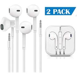 Earbuds Headphones for iPhone, 2 Pack Premium in-Ear 3.5mm Wired Earphones with Remote & Mic Compatible with iPhone 6s/plus/6/5s/se/5c/iPad/Samsung