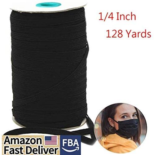 1/4 Elastic Bands for Sewing Elastic for Sewing 1/4 inch Elastic Cord Wide Braided Stretch Strap for DIY Sewing Crafting 128 Yards Black