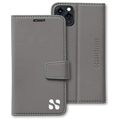 SafeSleeve EMF Protection Anti Radiation iPhone Case: iPhone 11 Pro Max RFID EMF Blocking Wallet Cell Phone Case (Grey)