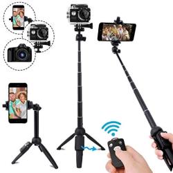 Selfie Stick,40 Inch Extendable Selfie Stick Tripod and Phone Tripod Stand with Rechargeable Wireless Remote,Compatible with iPhone 11 Pro Xs X 8 7 6 Plus,Samsung Galaxy S8 S9 S10,Gopro,Camera