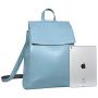 Heshe Womens Leather Backpack Casual Style Flap Backpacks Daypack for Ladies (Light Blue)