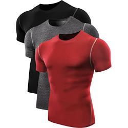 Neleus Mens 3 Pack Athletic Compression Under Base Layer Sport Shirt