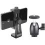 Neewer Cellphone Holder Clip Desktop Tripod Mount with Mini Ball Head Hot Shoe Adapter for 14-inch and 18-inch Ring Light and iPhone, Samsung, Huawei Smartphone Within 1.9-3.9 inches Width