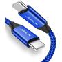 USB C to USB C 60W Charging Cable, JSAUX[2 Pack 6.6ft] USB Type C Charger Cord Compatible with Samsung Galaxy S20 S20+ S20 Ultra Note 10 Plus A80, Google Pixel 2/3/3a/4 XL, iPad Pro 2018 etc-Blue