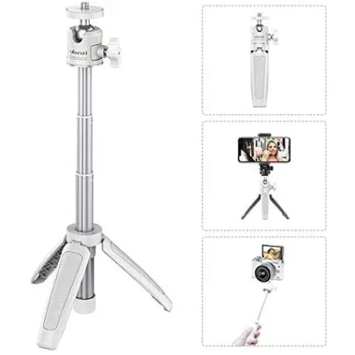 Mini Portable Camera Tripod, for iPhone/Samsung/Google Smartphone Clamp/Action Cam, Lightweight White Handle Travel Tripod, 1/4" Vlog Camera Table Tripod Stand Video Shooting Photography Accessories Mini Portable Camera Tripod, for iPhone/Samsung/Google Smartphone Clamp/Action Cam, Lightweight White Handle Travel Tripod, 1/4" Vlog Camera Table Tripod Stand Video Shooting Photography Accessories