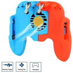 Mobile Gamepad Controller for PUBG with Cooling Fan L1 R1 Aim Fire Gaming Triggers for Fortnite/Rules of Survival (Red and Blue)