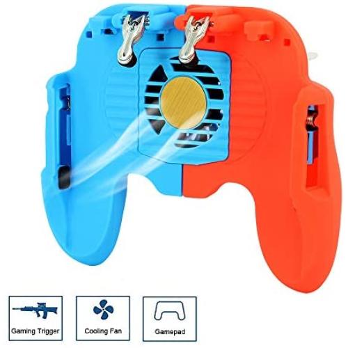 Mobile Gamepad Controller for PUBG with Cooling Fan L1 R1 Aim Fire Gaming Triggers for Fortnite/Rules of Survival (Red and Blue)