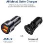 Car Charger, JSAUX Quick Charge 3.0 3A Dual USB Ports 36W Fast Car Adapter Metal Compatible with Samsung Galaxy S10 S9 S8 S20 Plus Note 10 9 8 S7, iPhone Xs Max XR X 8 7 6, iPad, LG G6 V20, Moto Black