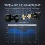 Vogek Earbuds, Tangle-Free Flat Cord Ergonomic in-Ear Headphones with Dynamic Crystal Clear Sound, Earphones with 3.5mm Jack, S/M/L Eartips Compatible with Samsung, Android Phone and More-Black