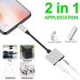 [Apple MFi Certified] Lightning to 3.5 mm Headphone Adapter Dual Ports Dongle Charger Jack&AUX Audio 3.5 mm Earphone Accessory,for iPhone 11/11 Pro/X/8,7 Plus/8 Plug and Play Support All iOS System