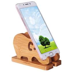 Cell Phone Stand, Phone Dock : Cradle, Holder, Compatible with Switch, All Android Smartphone, Phone 11 Pro Xs Max Xr X 8 7 6 6s Plus 5 5s 5c, Bamboo Desk Organizer Accessories (Elephant Phone Stand)