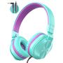 PeohZarr On-Ear Headphones with Microphone, Lightweight Folding Stereo Bass Headphones with 1.5M Tangle Free Cord, Portable Wired Headphones for Smartphone Tablet Laptop Computer MP3/4-Green