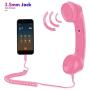 Cell Phone Handset, Retro Telephone Handset 3.5 mm Wired Anti Radiation Noise Reduction Receivers for iPhone, Android Mobile Phones, Smartphone (Pink)