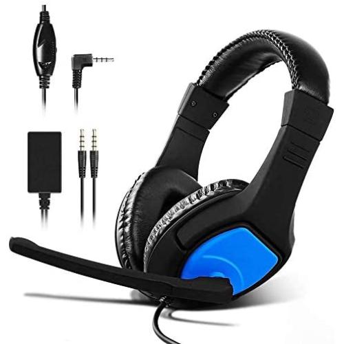 Headset for Nintendo Switch, STOGA Gaming Headset Noise Cancelling 3.5mm Wired Adjustable Over-Ear,Headset with Microphone,Volume Control Headphone Compatible with PS4/PC/Mobile Blue