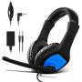 Headset for Nintendo Switch, STOGA Gaming Headset Noise Cancelling 3.5mm Wired Adjustable Over-Ear,Headset with Microphone,Volume Control Headphone Compatible with PS4/PC/Mobile Blue