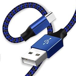 PLmuzsz USB C Cable 5Pack (3/6/10FT) Type C Charger Cable,Nylon Braided Fast Charging Aluminum Housing Compatible with Samsung Galaxy,Google Pixel,LG,Huawei, TCL and Other USB Type c Cable Device Blue