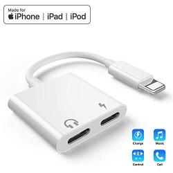 Headphones Adapter for iPhone 11 Dongle Headphone Splitter Audio Dual Adapter Compatible with iPhone 7 Plus/8 Plus/X/XR/XS Max/SE/11/11 Pro Audio & Charger & Call & Sync Support iOS 13 System