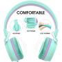 AILIHEN I35 Kid Headphones with Microphone Volume Limited Childrens Girls Boys Teens Lightweight Foldable Portable Wired Headsets for School Airplane Travel Chromebook Cellphones Tablets (Green)