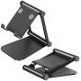 Cell Phone Stand, Adjustable Phone Holder,Aluminum Alloy Fully Foldable Dock Cradle for Desktop,Compatible with All Android Smartphone,Mobile Phone 11 Pro XS Max Xr,Switch Tablets 7-10" (Black)