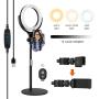 LED Ring Light with Adjustable Phone Holder & Stable Disc Base, Yoozon Dimmable 3000~6500K Ring Light Kit with 3 Light Modes & 10 Brightness Levels for Live Streaming/YouTube Video/Makeup/Selfie