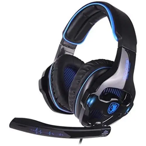 SADES SA810GT Stereo Gaming Headset for Xbox One/PS4/PC Noise Cancelling Over Ear Headphones with Mic, LED Light & 3.5mm Jack & Bass Surround & Volume Control & Soft Earpads SADES SA810GT Stereo Gaming Headset for Xbox One/PS4/PC Noise Cancelling Over Ear Headphones with Mic, LED Light & 3.5mm Jack & Bass Surround & Volume Control & Soft Earpads