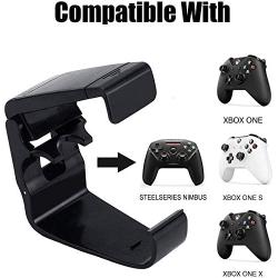 Foldable Mobile Phone Holder Clip for Xbox One Controller, Cellphone Clamp Mount Compatible with Xbox One S, Xbox One X, Steelseries Nimbus, iPhone/Samsung/Sony/LG/Huawei (Black 2-Pack)