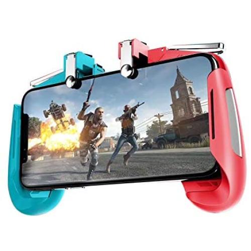 Newseego Mobile Game Controllers,[Upgrade Version] Sensitive Shoot Aim Multiple Color Combinations Gaming Grip with Gaming Trigger for Knives Out/Rules of Survival for Android & IOS-Blue+Red