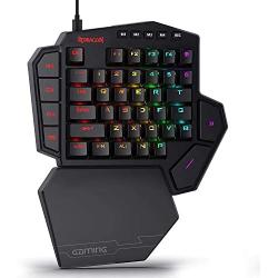 Redragon K585 DITI One-Handed RGB Mechanical Gaming Keyboard, Brown Switches, Type-C Professional Gaming Keypad with 7 Onboard Macro Keys, Detachable Wrist Rest, 42 Keys