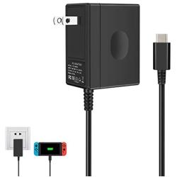 Charger for Nintendo Switch,AC adapter for Nintendo Switch - Fast Travel Wall Charger with 5FT USB Type C Cable 15V/2.6A Power Supply for Nintendo Switch Supports TV Mode and Dock Station