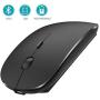 Bluetooth Wireless Mouse, Dual Mode Slim Rechargeable Wireless Mouse Silent Cordless Mouse with Bluetooth 4.0 and 2.4G Wireless, Compatible with Laptop, PC, Windows Mac Android OS Tablet (Black)