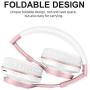 Picun Wireless Headphones 25 Hours Playtime Girls Romantic LED Bluetooth V5.0 Headphones, Hifi Bass Foldbale Headset with HD Mic, Soft Earmuff, Wired & TF Mode for Kids Women(Rose Gold)