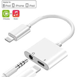 [Apple MFi Certified] iPhone Dongle Headphone Adapter, Lightning to 3.5mm Headphone Jack Adapter Audio AUX Connector Charger Cable Earphone Splitter for iPhone 7/8/X/XR/XS/11/11 Pro Support All iOS