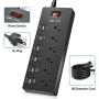 Power Strip,QOLIXM Surge Protector with 6 AC Outlets & 6 USB Charging Ports,1625W/13A,6 Feet Long Extension Cord for Multiple Devices Smartphone Tablet Laptop Computer