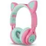 Riwbox Bluetooth Headphones, Riwbox CT-7 Cat Ear LED Light Up Wireless Foldable Headphones Over Ear with Microphone and Volume Control for iPhone/iPad/Smartphones/Laptop/PC/TV (Pink&Green) Riwbox Bluetooth Headphones, Riwbox CT-7 Cat Ear LED Light Up Wireless Foldable Headphones Over Ear with Microphone and Volume Control for iPhone/iPad/Smartphones/Laptop/PC/TV (Pink&Green)
