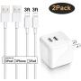 iPhone Wall Charger, Sundix Dual Port Wall Charger Power Adapter with 2 Pack 3FT iPhone Charger Charging Cord Compatible with iPhone X 8 8Plus 7 7Plus SE 6sPlus 6s 6 5s, iPad and More (white)